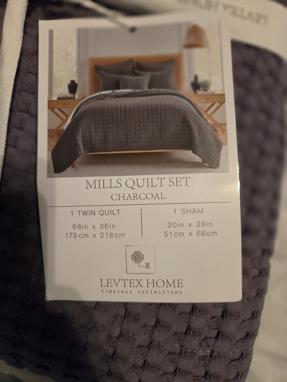 Levtex Charcoal Textured Quilted Bedspread Set